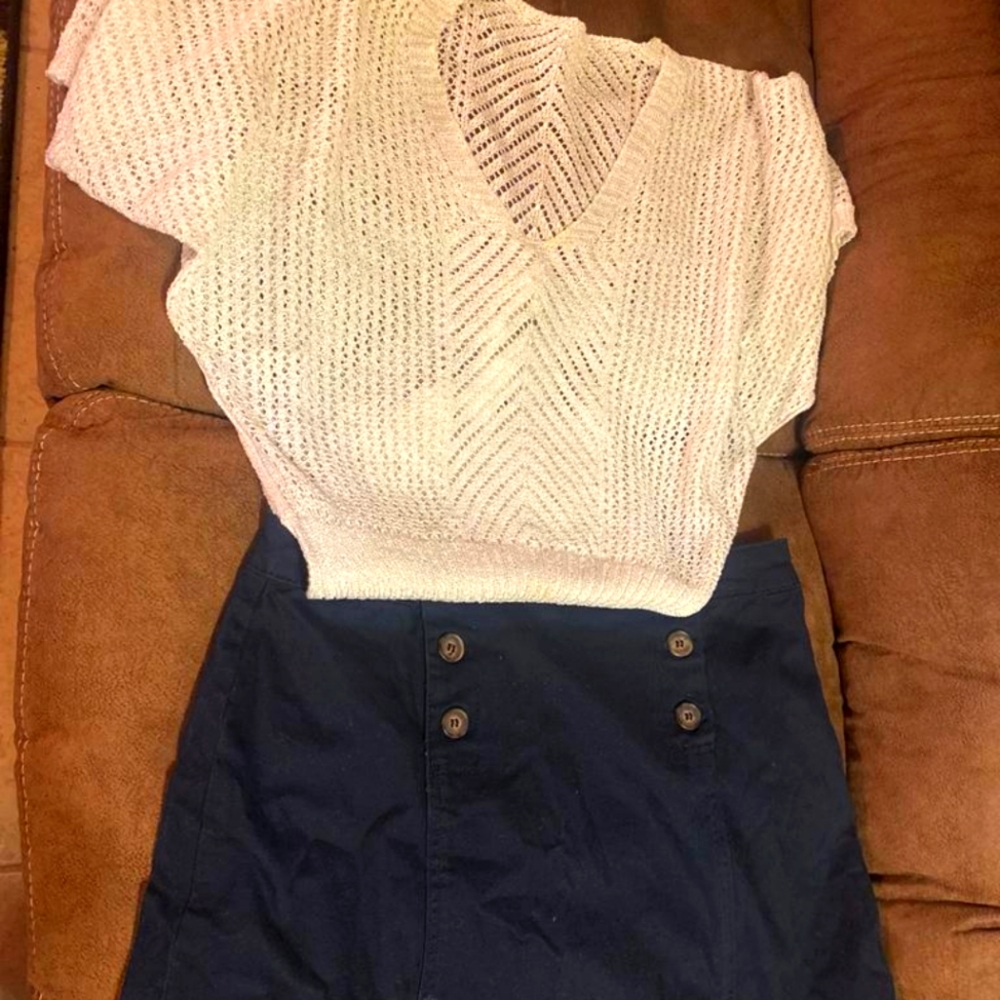 Skirt with hand made crochet top